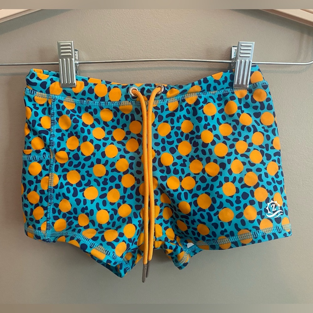 SwimZip kids euro shorties swim shorts geo party pattern